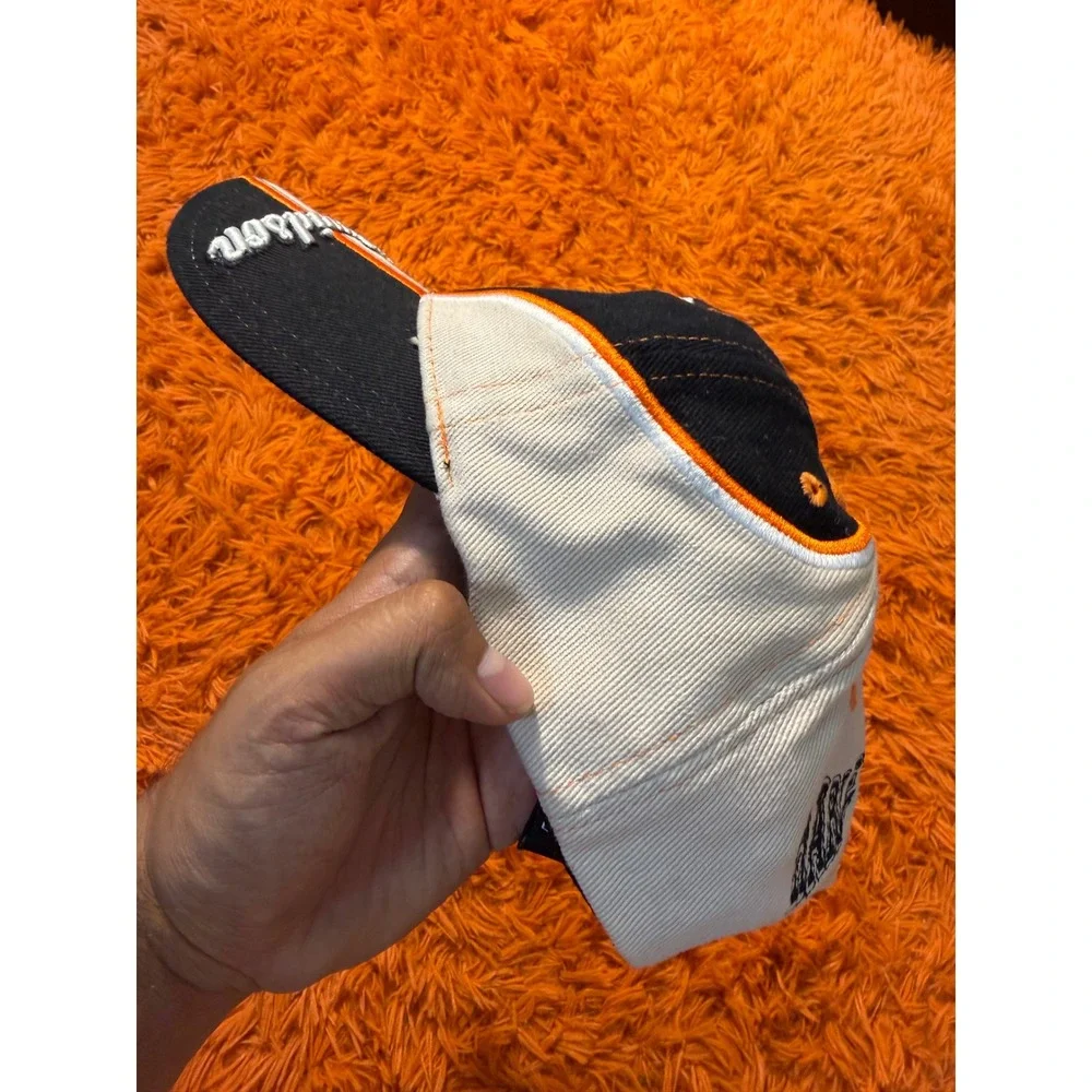 Harley-Davidson Racing Hat Black Orange Cream Embroidered Logo Adjustable Cap